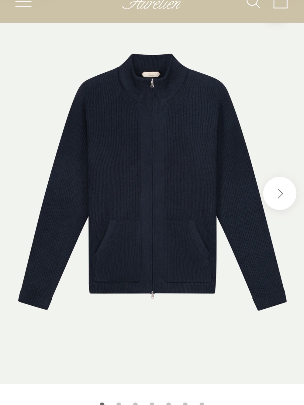 Aurélien Navy Voyager Rib Cashmere Blend Zip Cardigan Sweater XL NWT